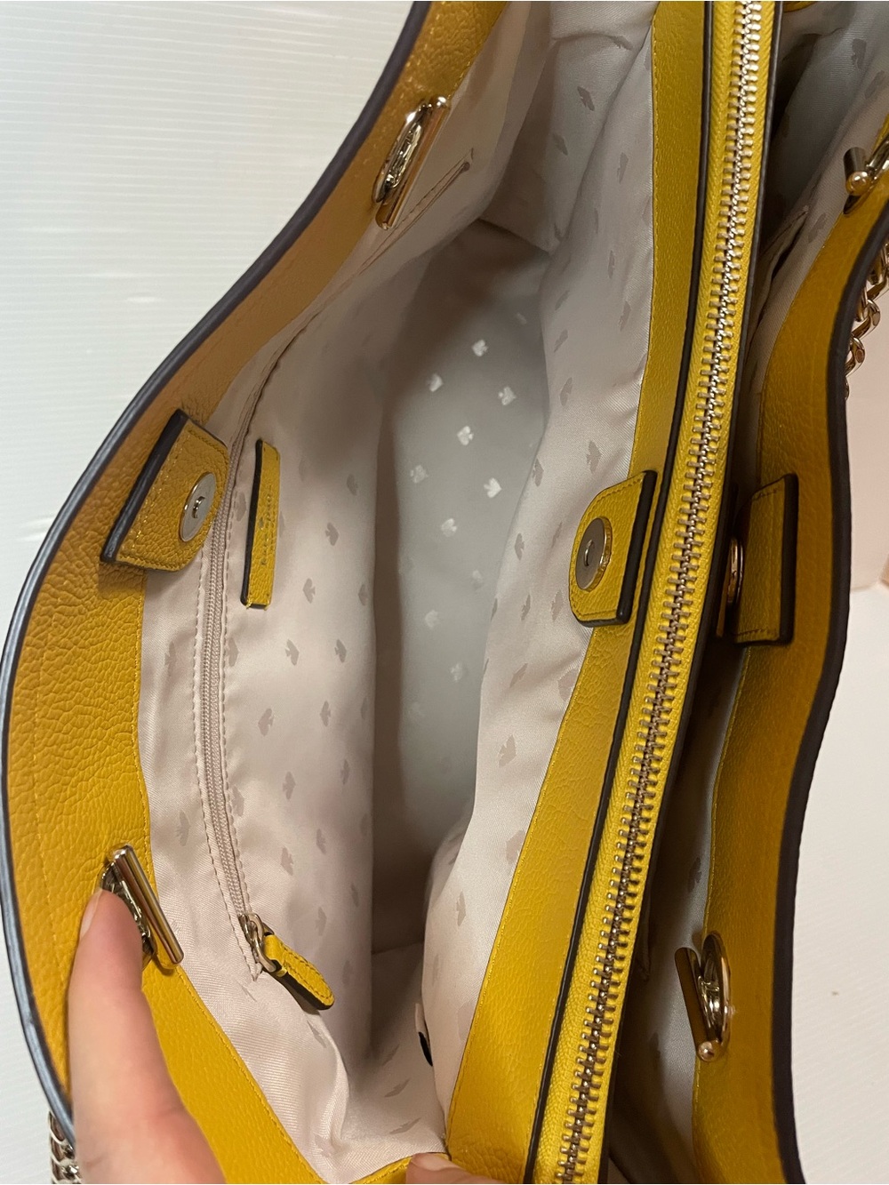 Kate Spade New York Jordyn medium chain handle tote Sunflower Yellow - Picture 9 of 13